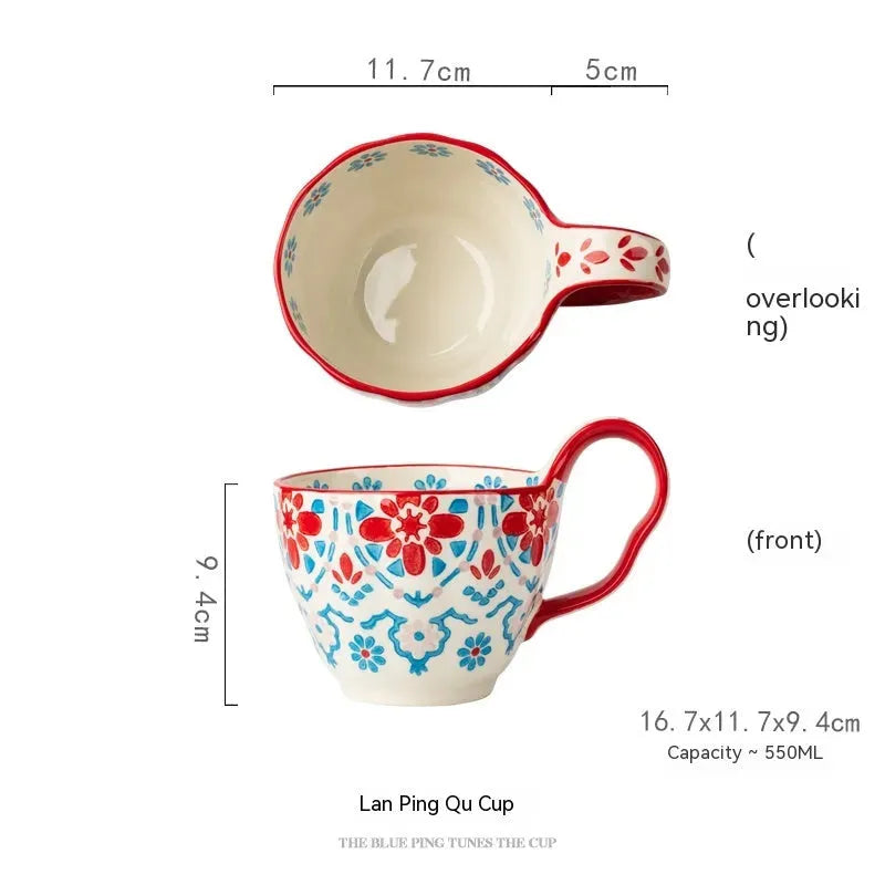 Handmade Large Capacity Painted Irregular Cups - Bellarte Enchanté Handmade Large Capacity Painted Irregular Cups